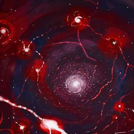 Peinture abstraite d’un maillage de neurones.