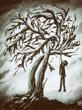 Arbre et pendu, morts.