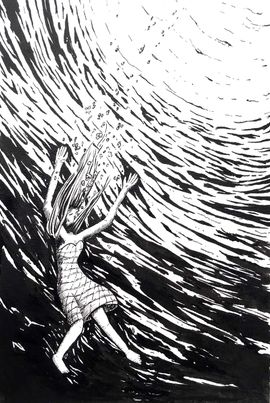 Une fille en robe d’été qui coule.