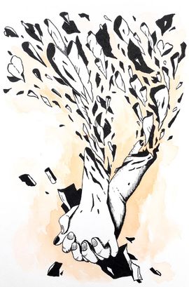 Bras et mains qui se fragmentent.