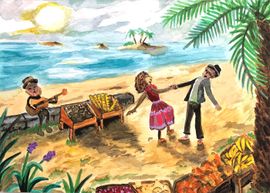 Deux personnes dansent sur la plage.