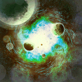 Bouillonnement dans l’eau d’astres ronds.